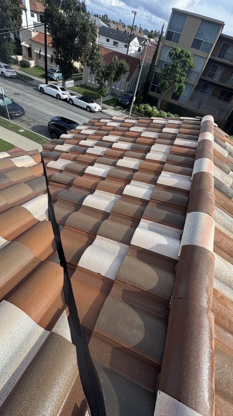 A freshly cleaned multicolor clay tile roof by Window Wizards in Los Angeles